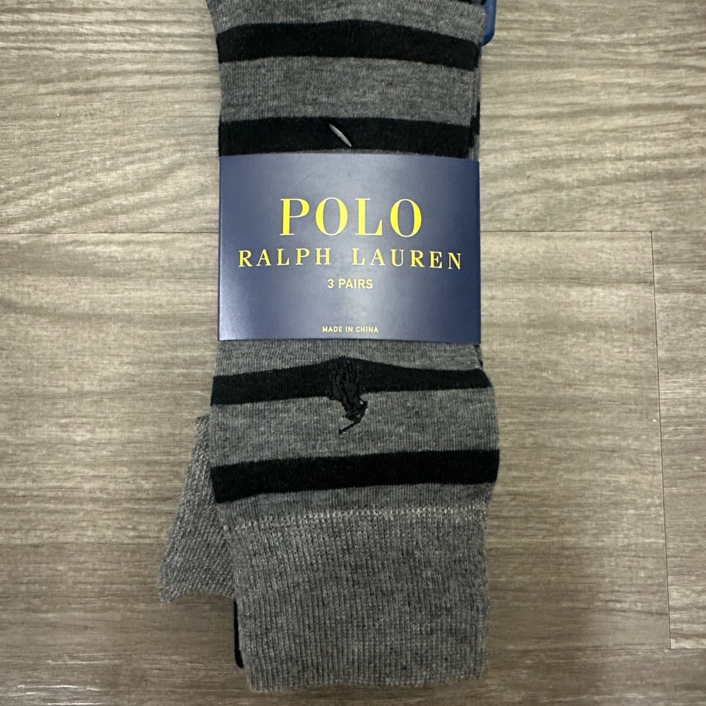 Polo by Ralph Lauren Men's Gray and Black Socks - 3 Pairs